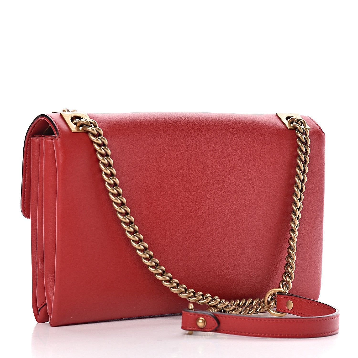 Gucci Calfskin Crystal Embellished Loved Shoulder Bag Red 3 of 11