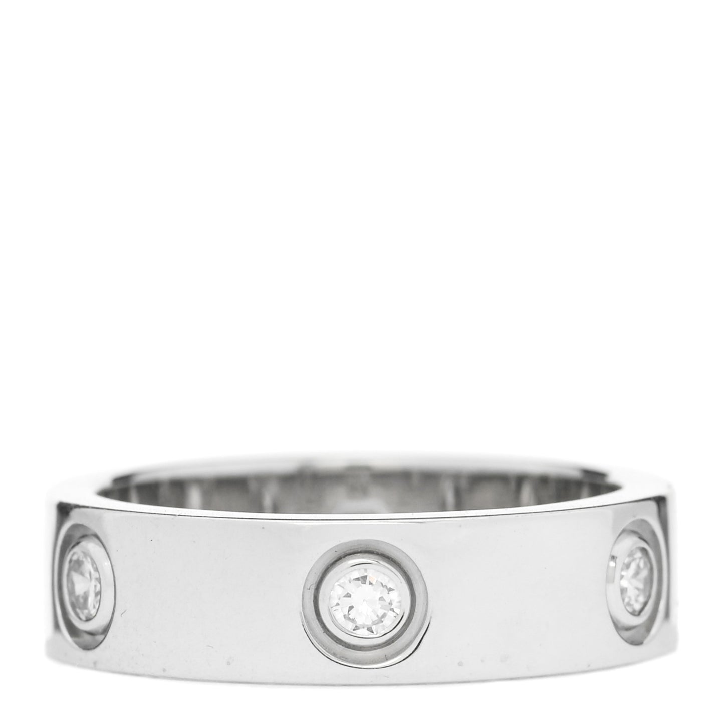 18K White Gold 6 Diamond 5.5mm LOVE Ring 54 7