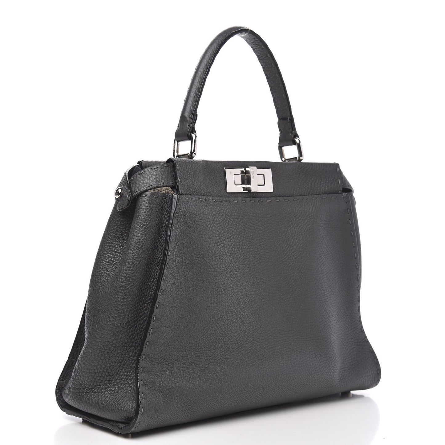 Cuoio Romano Selleria Bi-Color Medium Peekaboo Iconic Satchel Asfalto Latte