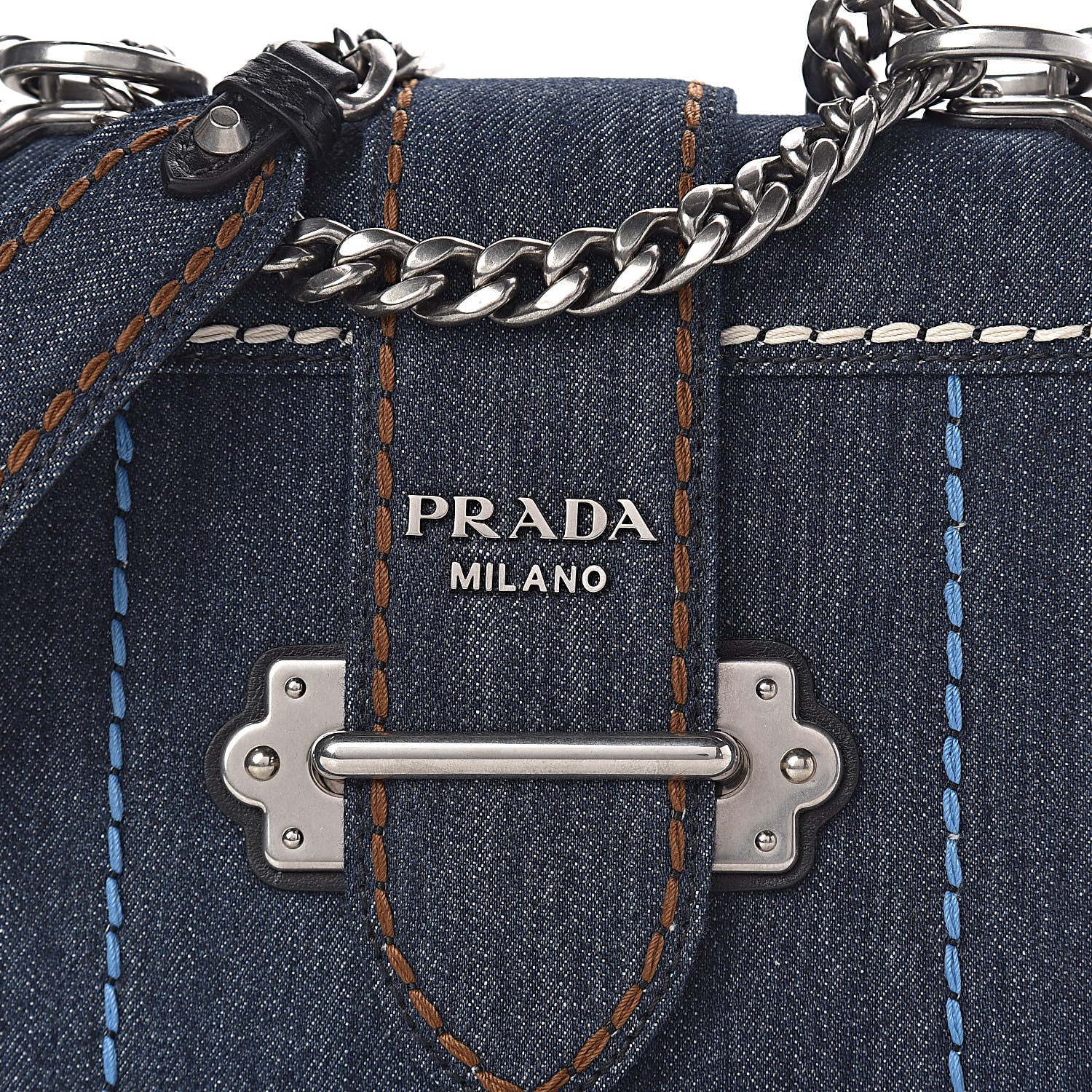 Prada Denim Small Cahier Bag Blue 9 of 9