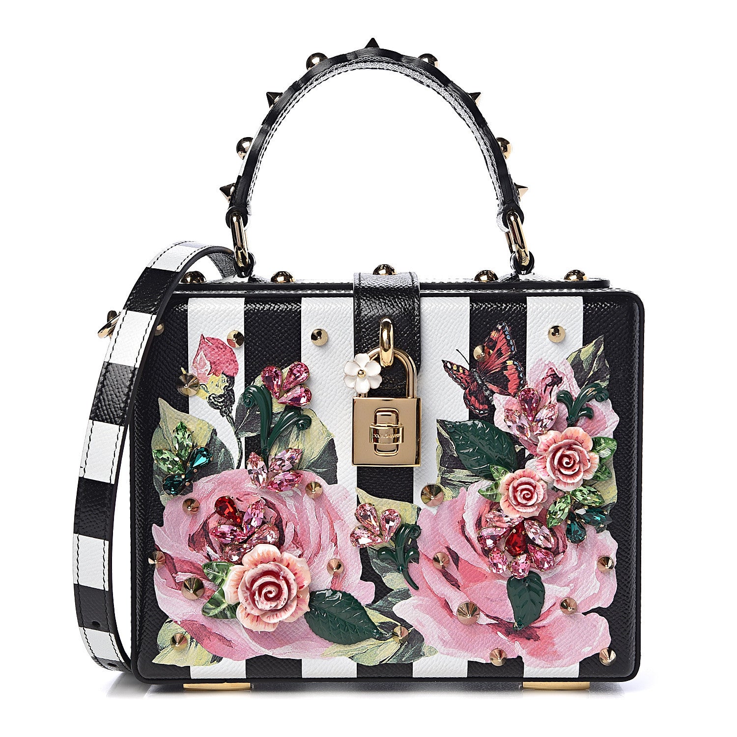 Dolce & Gabbana Dauphine Crystal Embellished Box Bag Black Multicolor 1 of 8