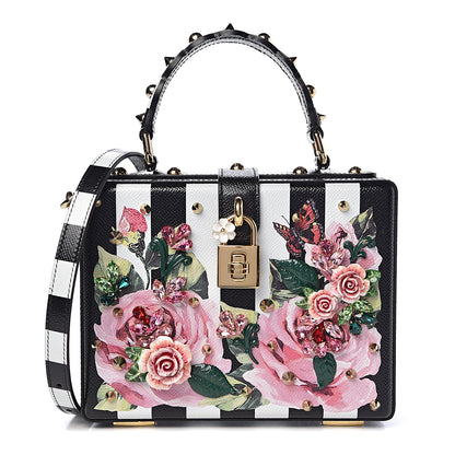 Dolce & Gabbana Dauphine Crystal Embellished Box Bag Black Multicolor 1 of 8