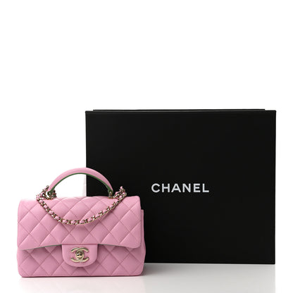 Chanel Lambskin Quilted Mini Top Handle Rectangular Flap Lilac Light Green 10 of 10