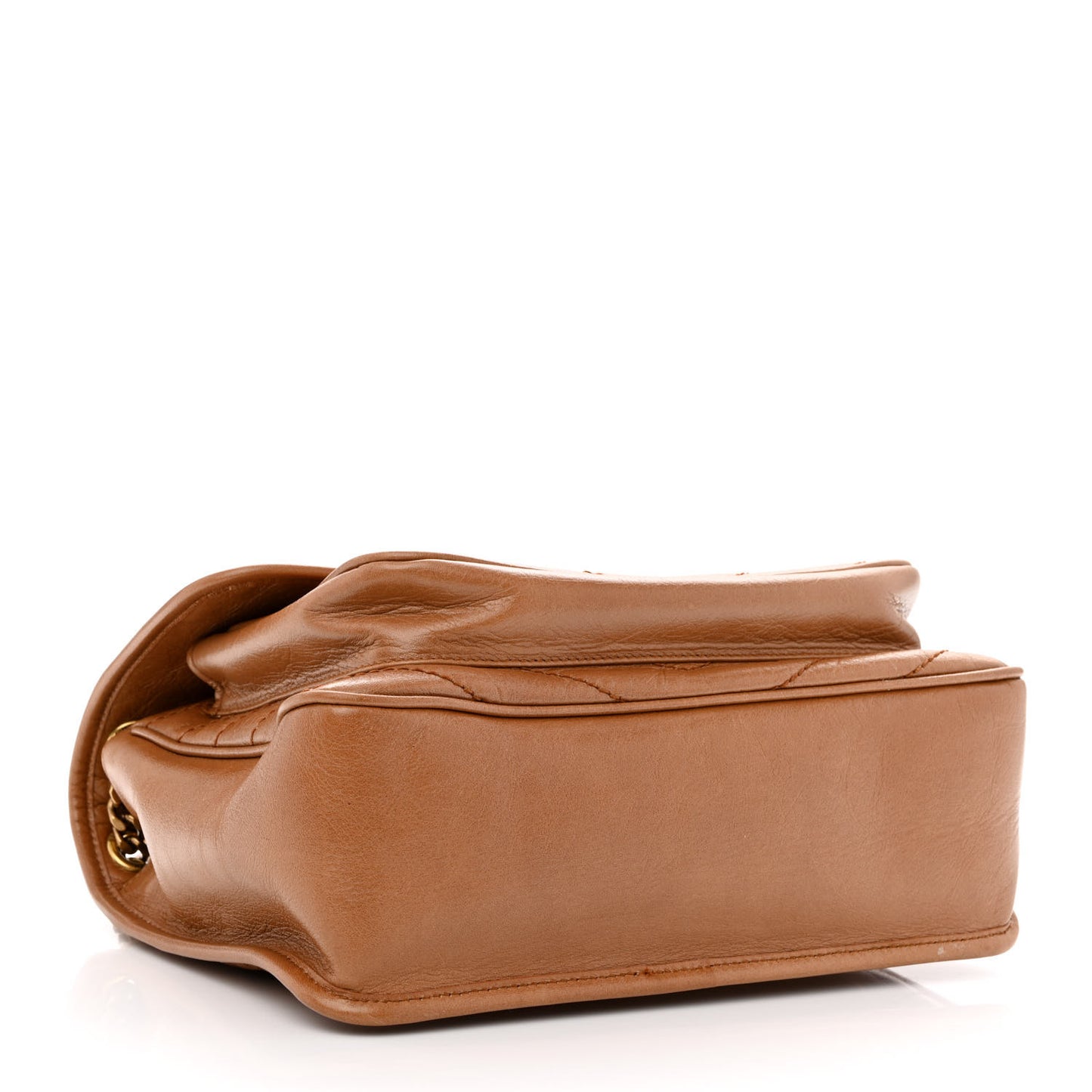 Crinkled Calfskin Matelasse Monogram Medium Niki Chain Satchel Caramel