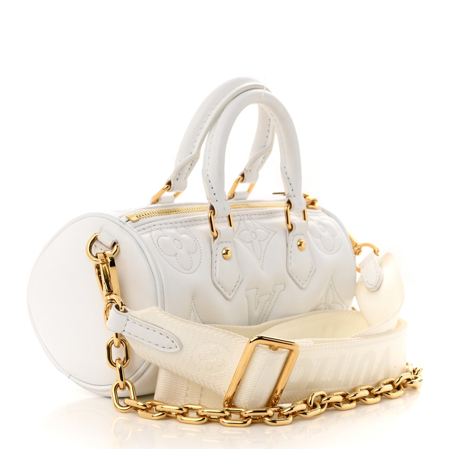 Louis Vuitton Calfskin Bubblegram Papillon BB Snow White 3 of 10