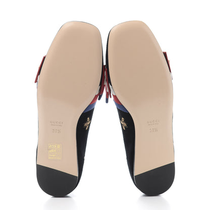 Gucci Velvet Bee Star Embroidered Sylvie Bow Loafers 36.5 Black 5 of 9