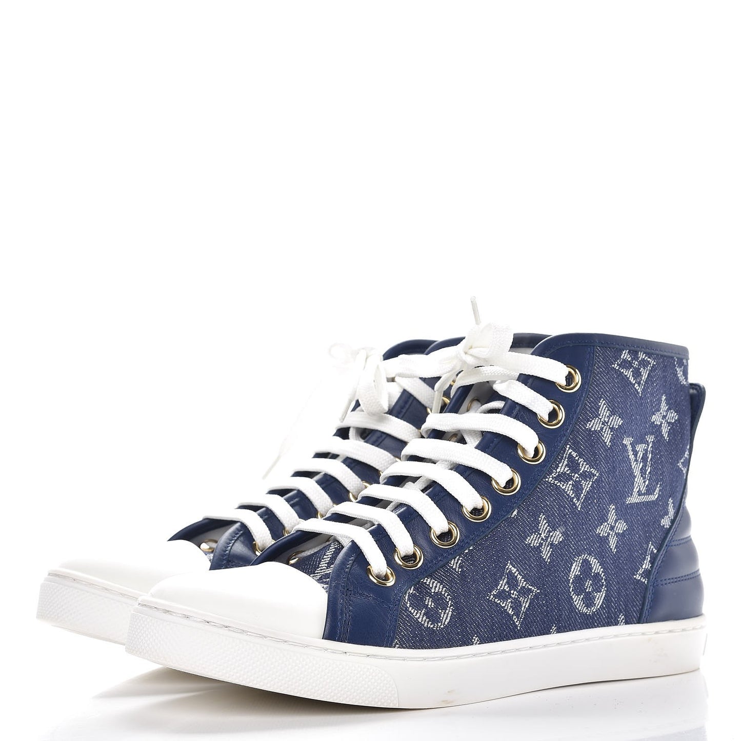Monogram Denim Punchy Sneakers 35.5 Blue