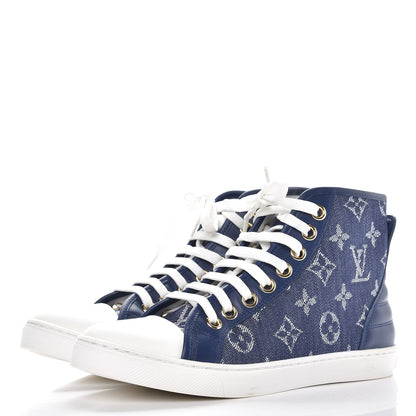 Louis Vuitton Monogram Denim Punchy Sneakers 35.5 Blue 3 of 9