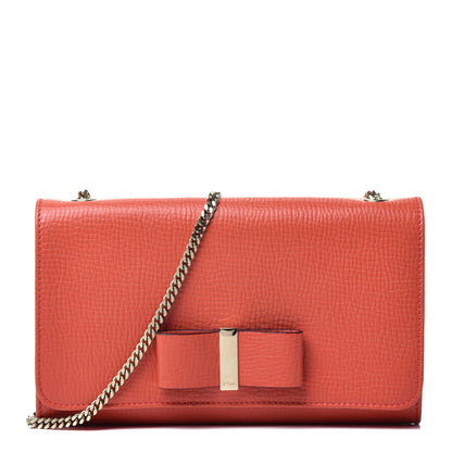 Chloe Grained Calfskin Bow Wallet On Chain Sepia Red 1 of 9