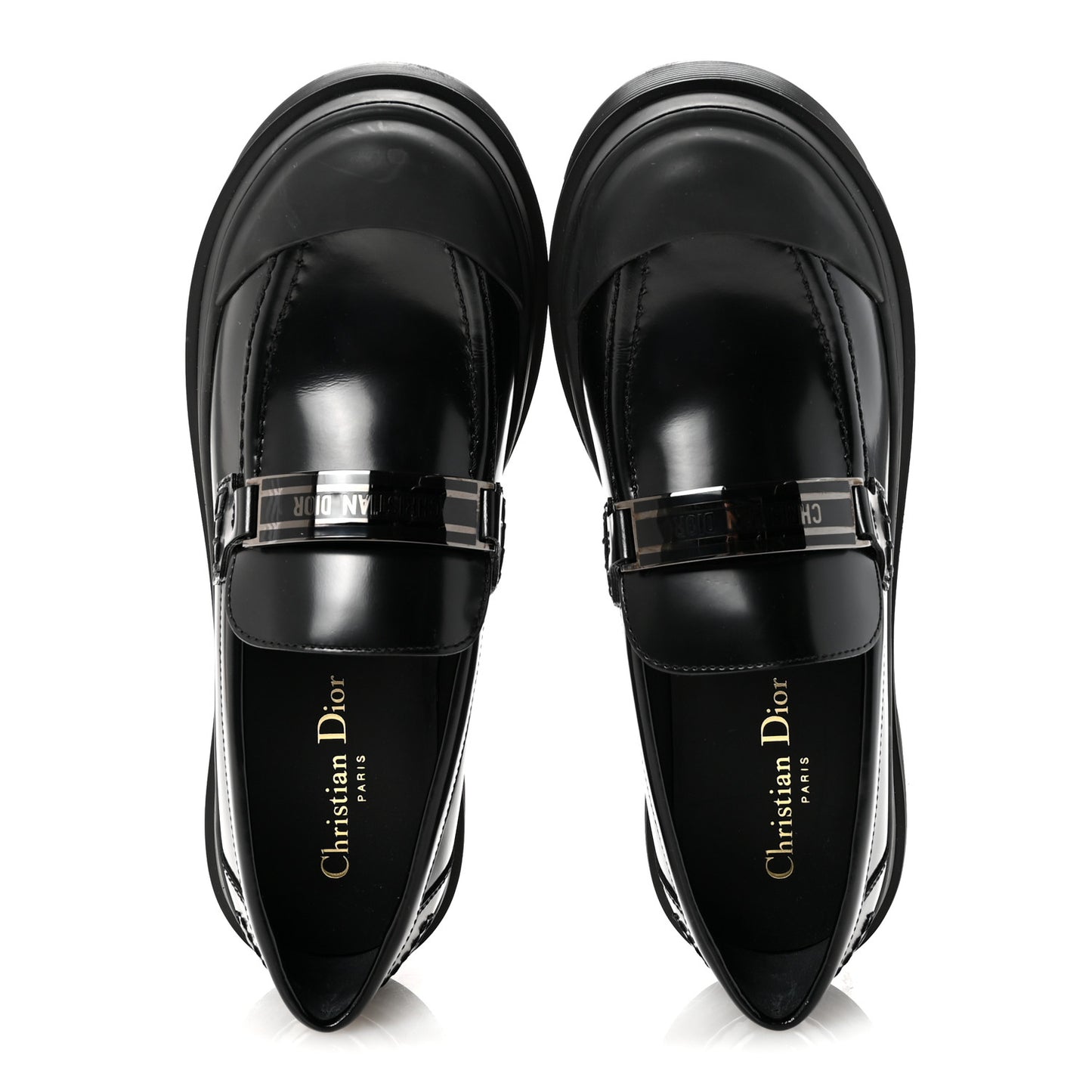 Brushed Calfskin Rubber Dior Code Cap Toe Lug Sole 35mm Loafers 39 Black