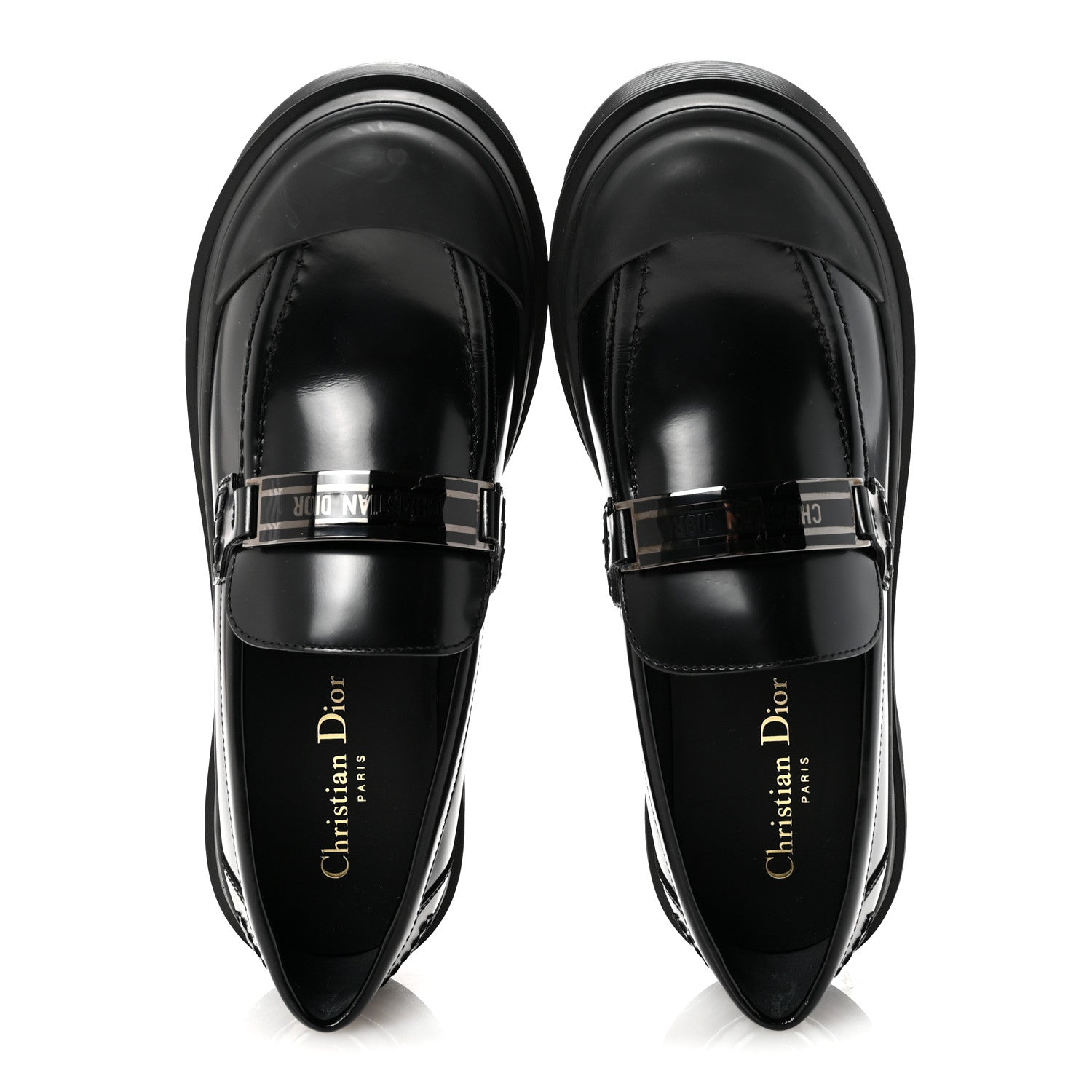 Christian Dior Brushed Calfskin Rubber Dior Code Cap Toe Lug Sole 35mm Loafers 39 Black 2 of 9
