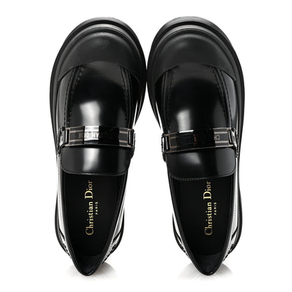 Christian Dior Brushed Calfskin Rubber Dior Code Cap Toe Lug Sole 35mm Loafers 39 Black 2 of 9