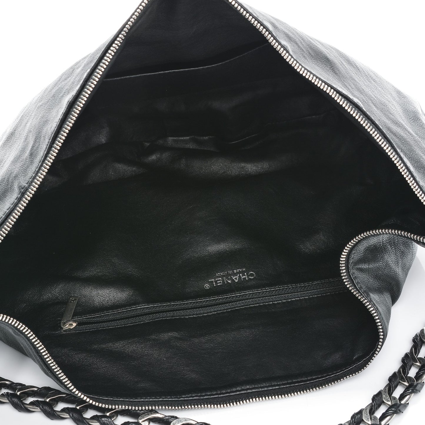 Calfskin Modern Chain Hobo Black