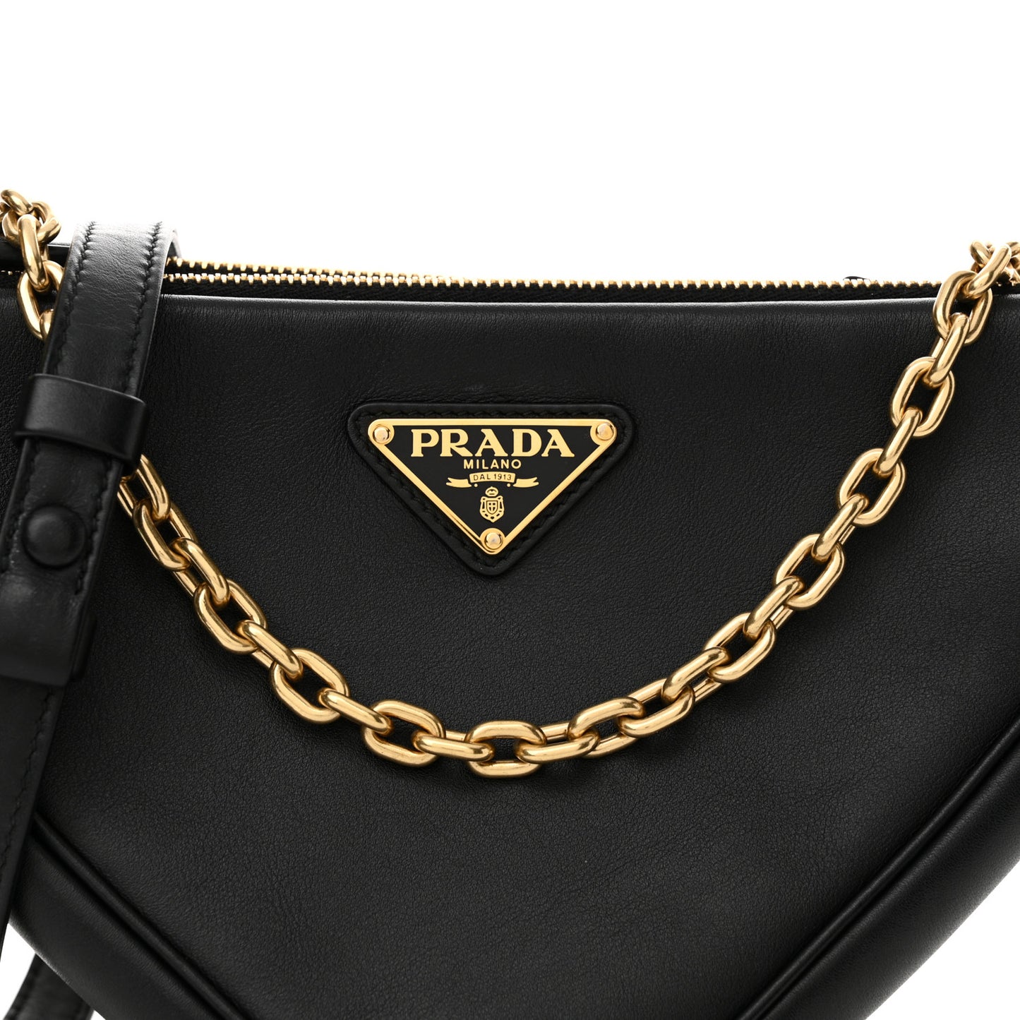 Jacquard Calfskin Triangolo Symbole Embroidered Mini Triangle Double Bag Black Corda