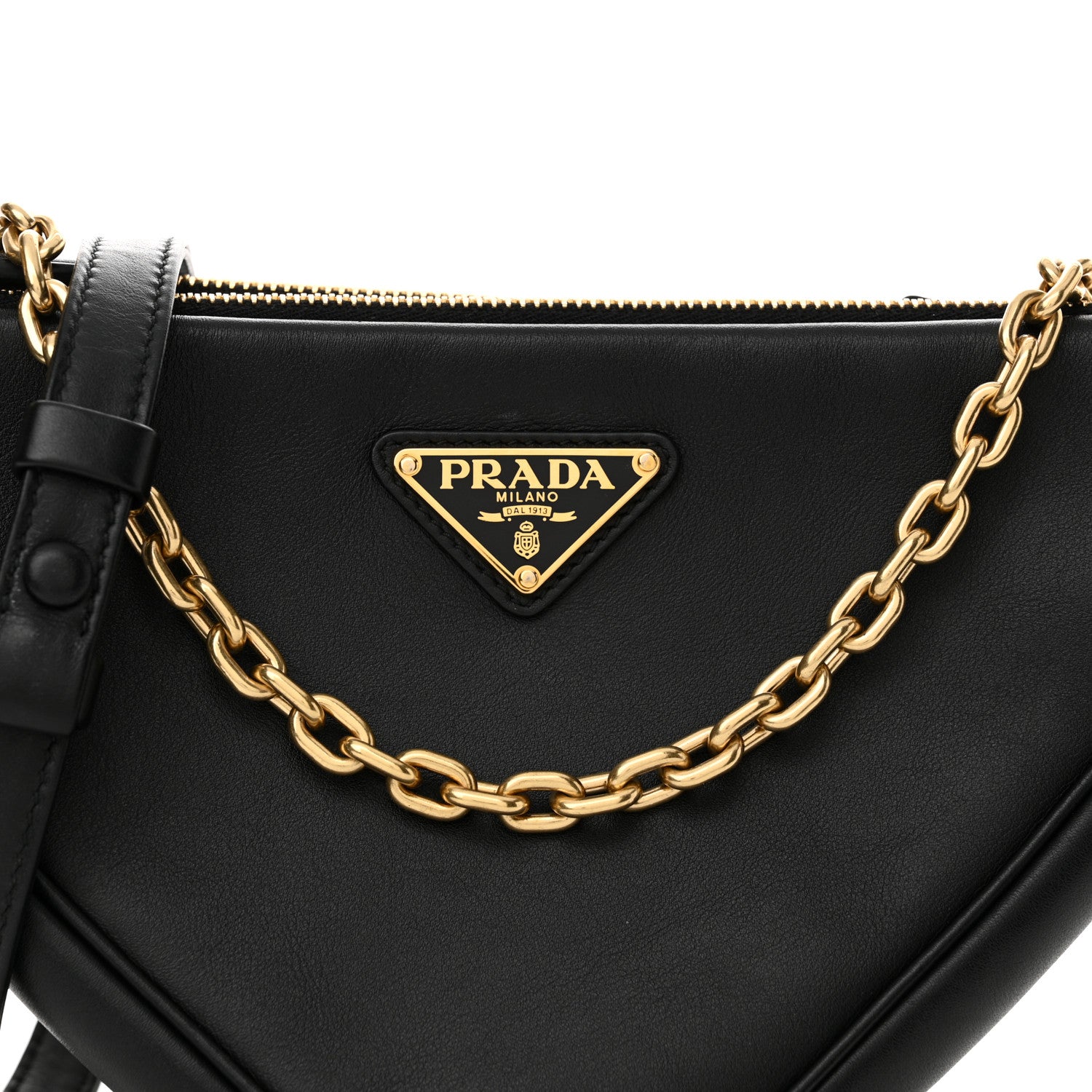Prada Jacquard Calfskin Triangolo Symbole Embroidered Mini Triangle Double Bag Black Corda 9 of 11