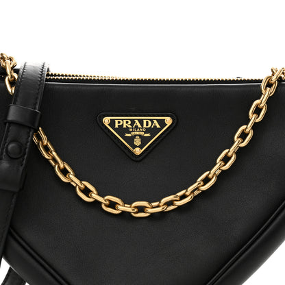 Prada Jacquard Calfskin Triangolo Symbole Embroidered Mini Triangle Double Bag Black Corda 9 of 11
