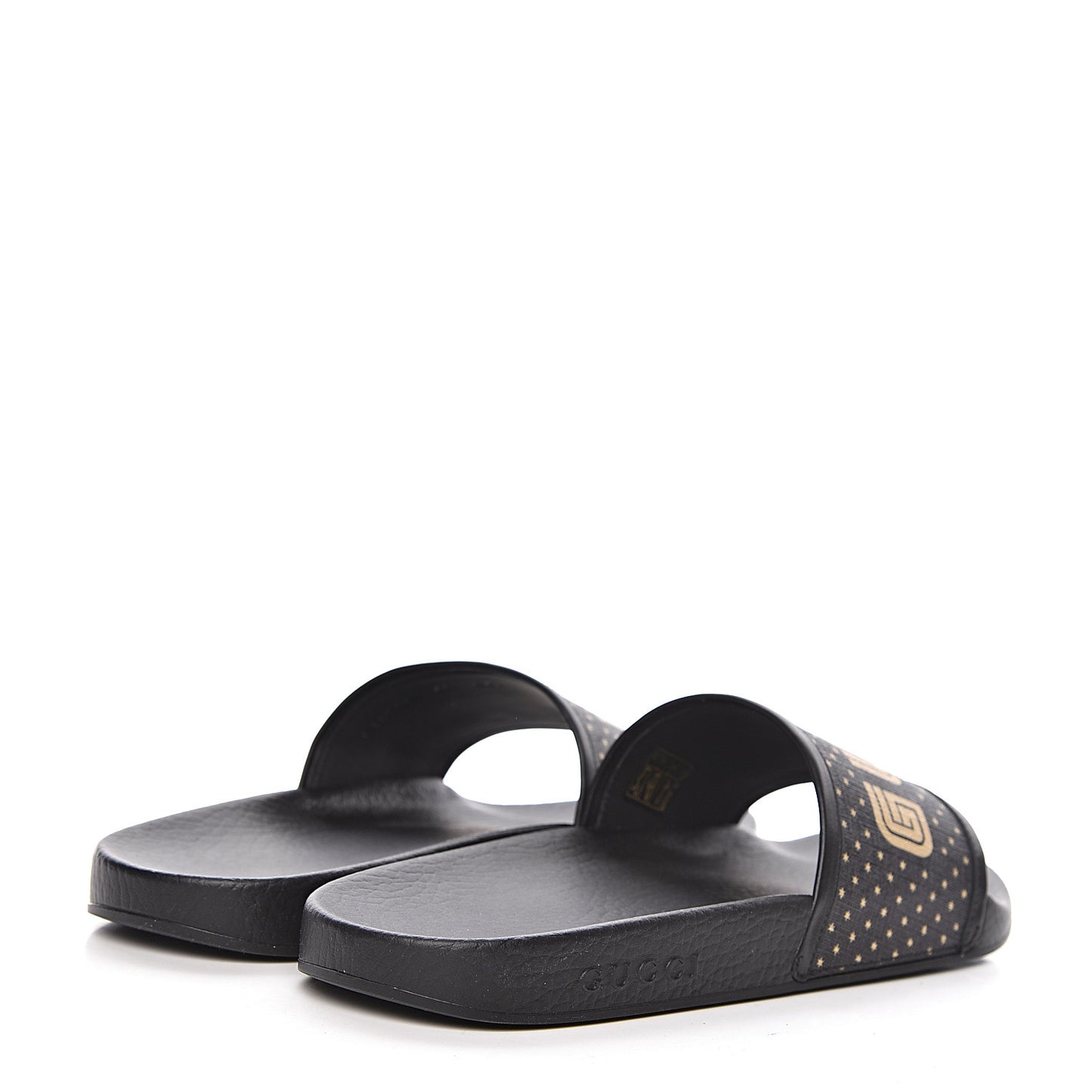 X SEGA Supreme Canvas GUCCY Stars Womens Slide Sandals 40 Black Gold