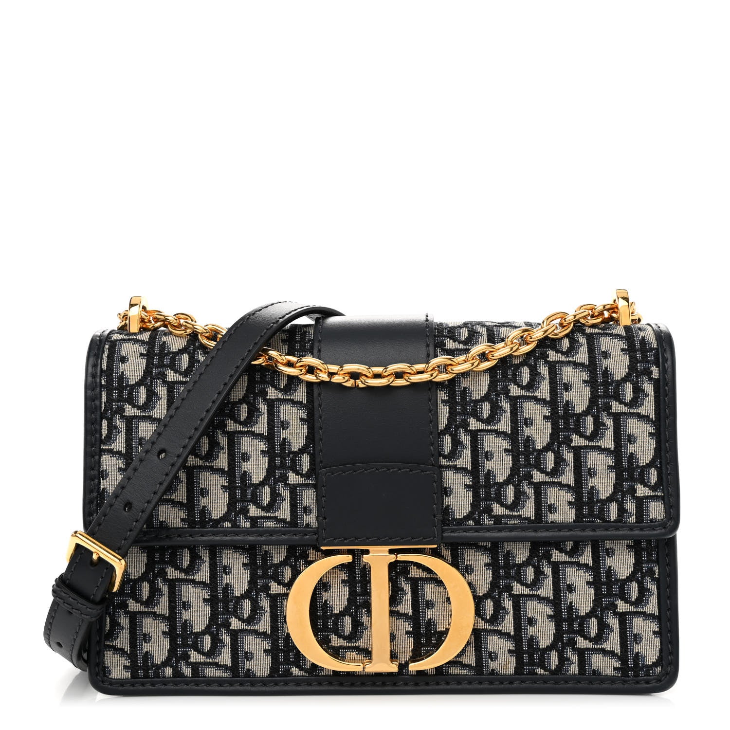 Christian Dior Oblique 30 Montaigne Chain Flap Bag Blue 1 of 9