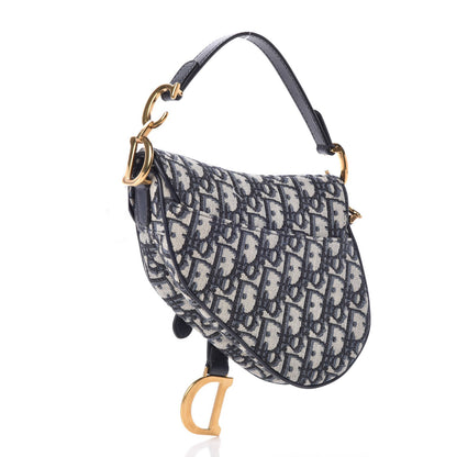 Christian Dior Oblique Mini Saddle Bag Blue 3 of 8