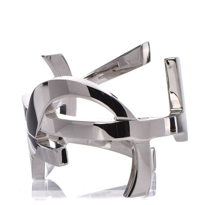 Saint Laurent Brass Monogram Medium Cuff Bracelet Palladium 3 of 4