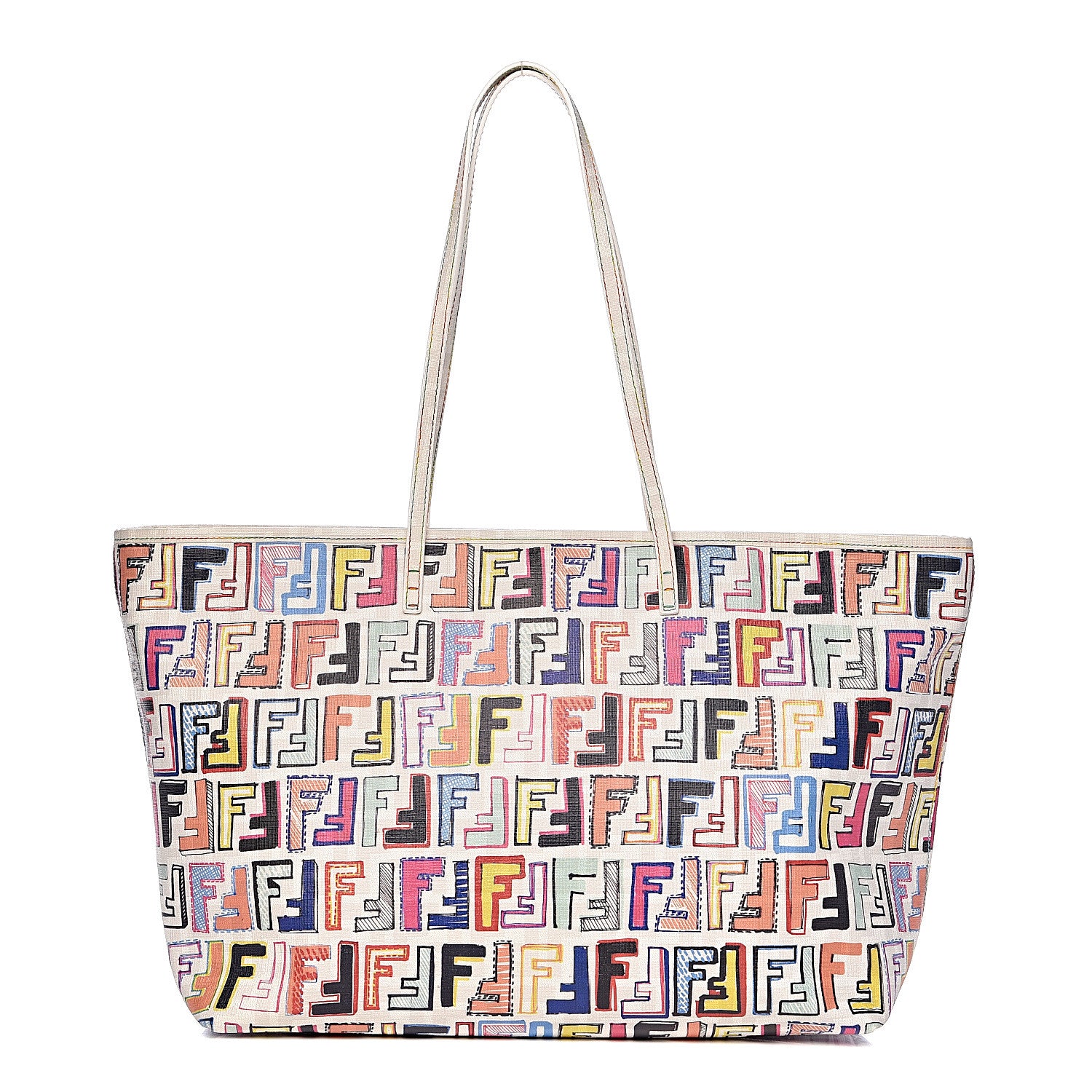 Fendi Zucca Spalmati FF Multicolor Medium Roll Tote Multicolor White 1 of 12