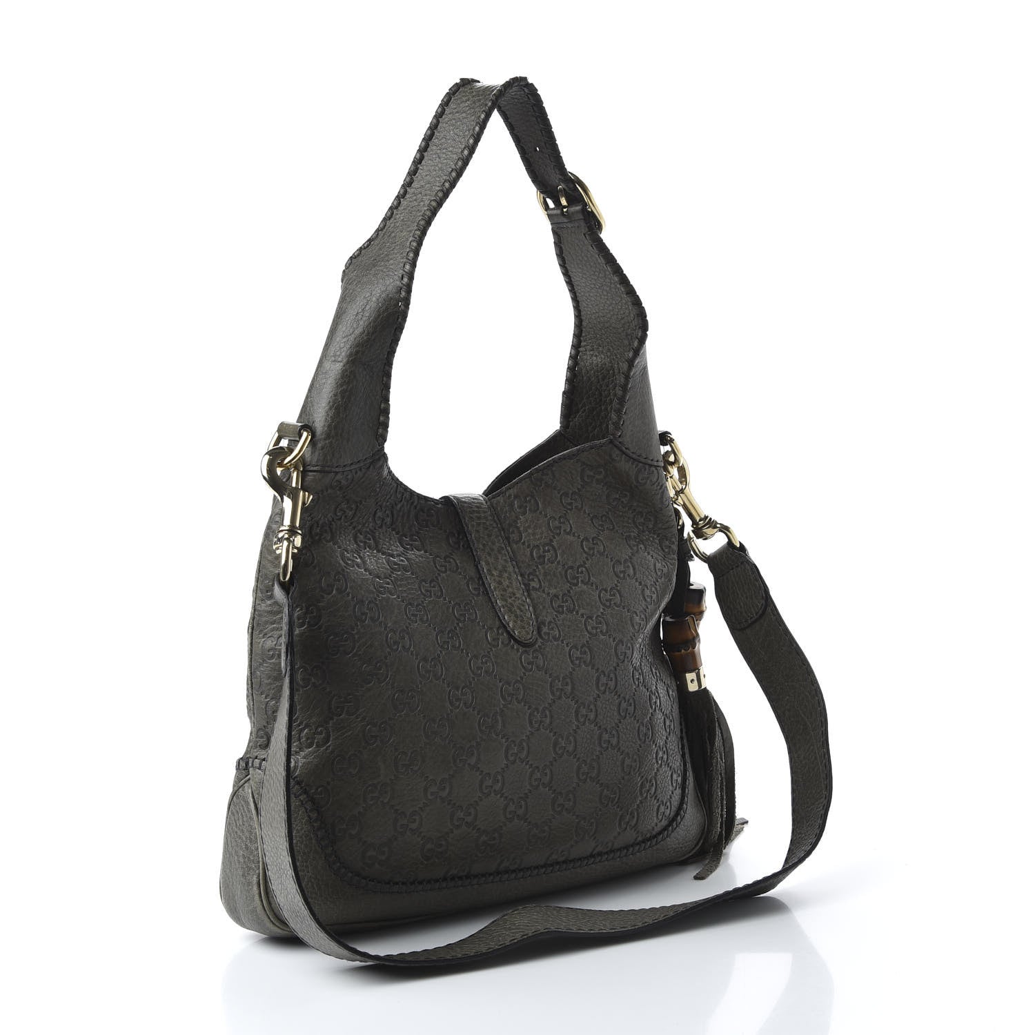 Gucci Guccissima Medium New Jackie Shoulder Bag Olive Green 4 of 13