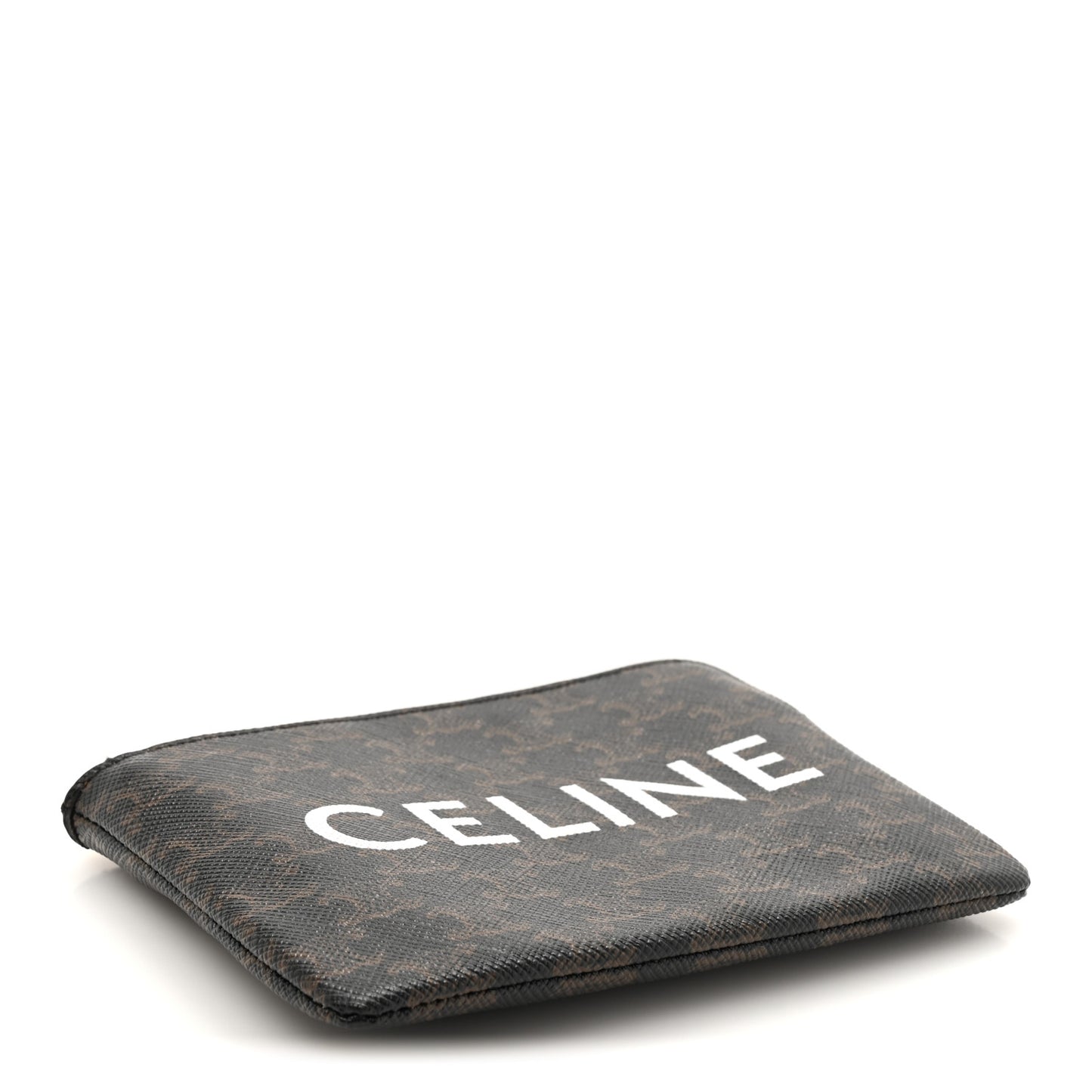 Triomphe Canvas Logo Coin and Card Pouch With Hook Black