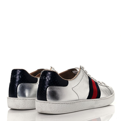 Gucci Metallic Nappa Silk Ayers Web Womens Ace Sneakers 39.5 Silver 8 of 18