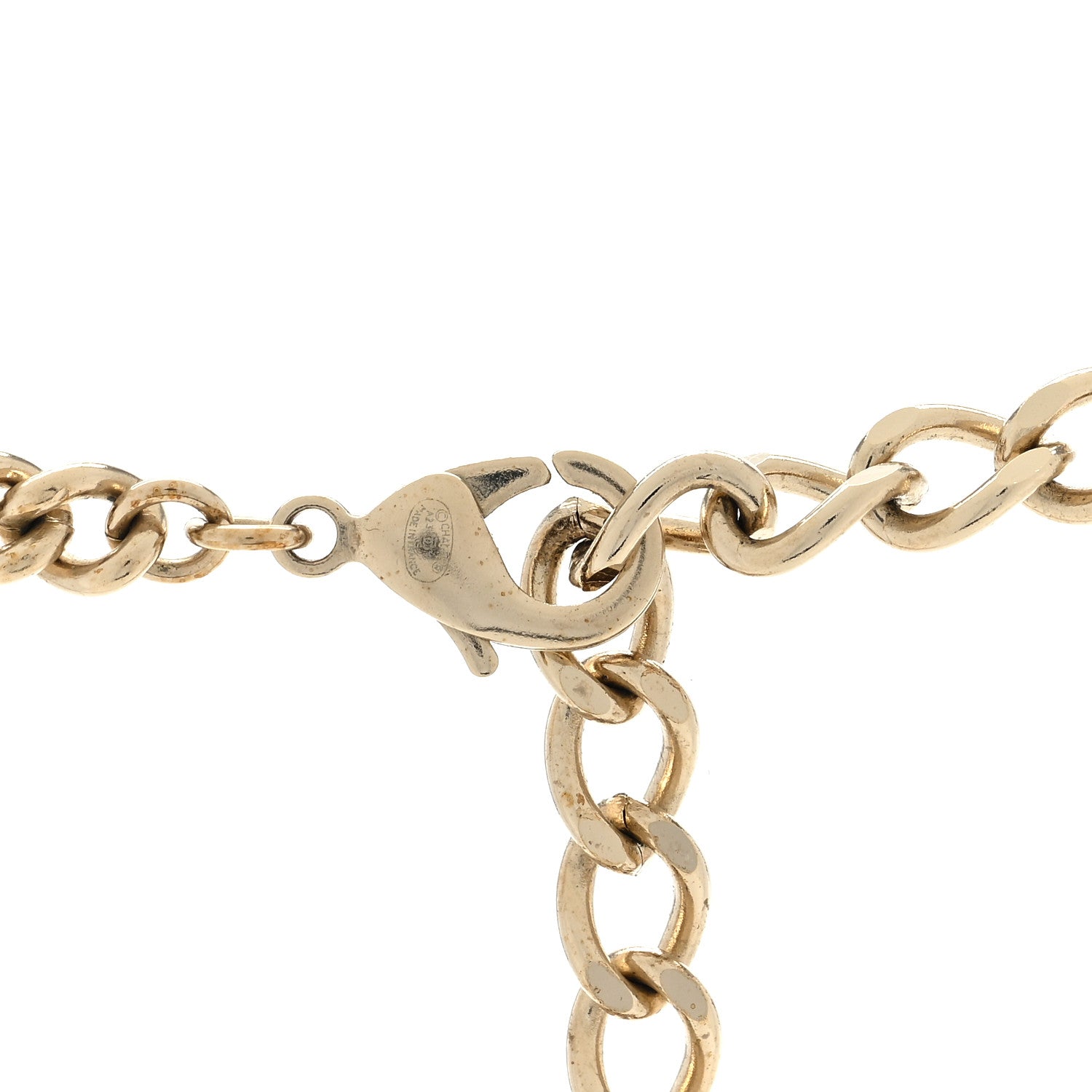 Chanel Metal Crystal CC Pendant Necklace Gold 4 of 5