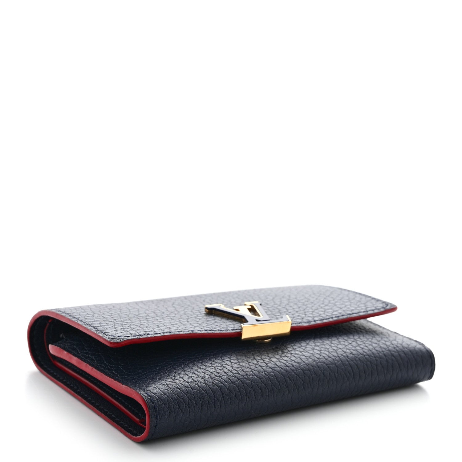 Louis Vuitton Taurillon Capucines Compact Wallet Marine Rouge 4 of 9