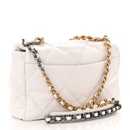 Chanel Lambskin Quilted Large Chanel 19 Flap White 3 of 10