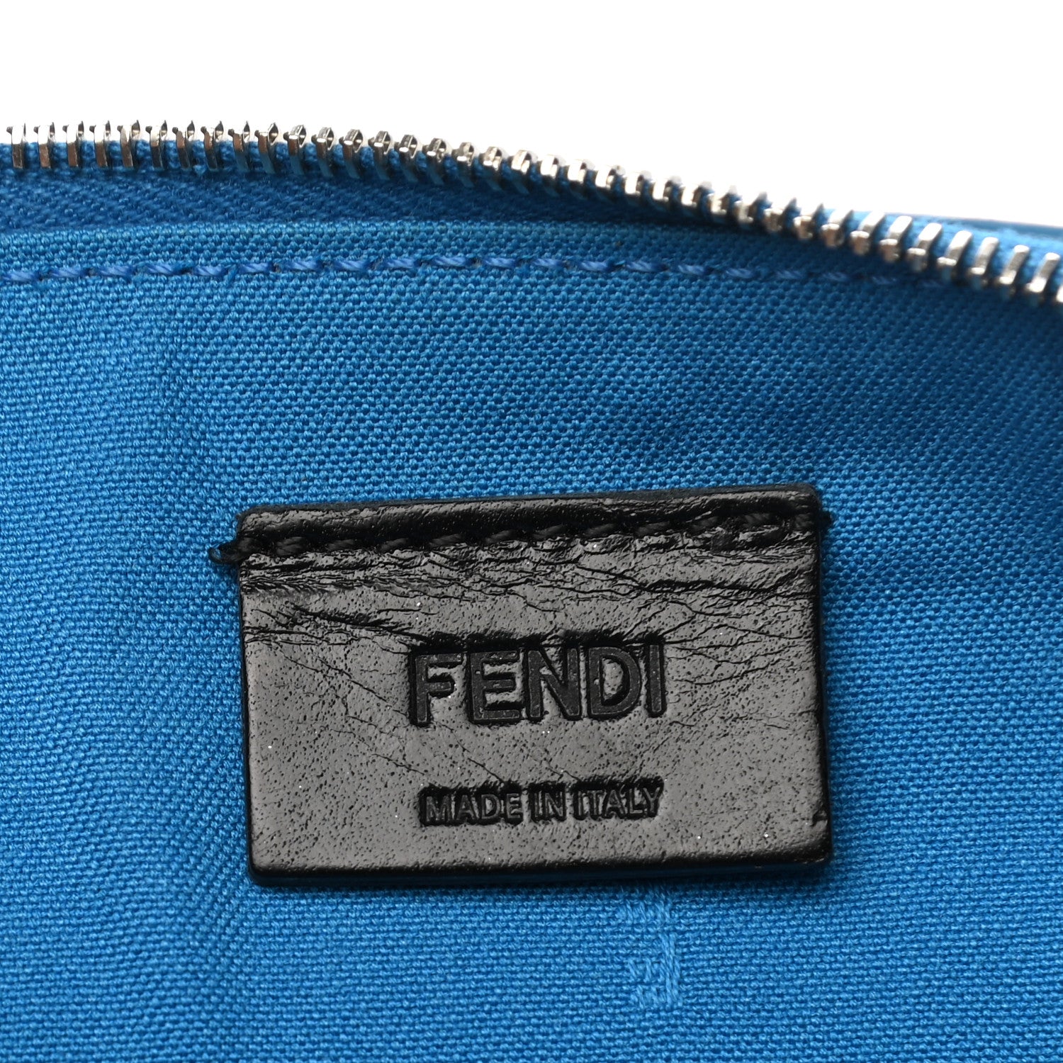 Fendi Vitello Elite Crystal Eye Monster Zip Pouch Royal Blue Papavero Multicolor 6 of 10