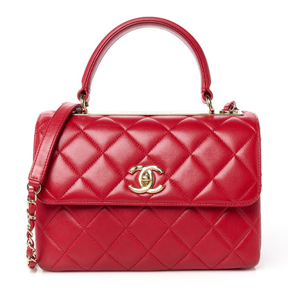 Chanel Lambskin Quilted Small Trendy CC Flap Dual Handle Bag Red 1 of 15