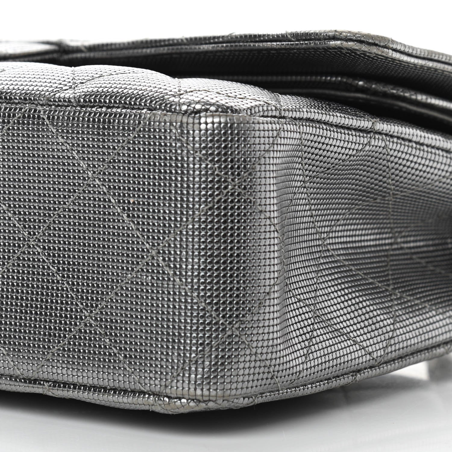 Chanel Calfskin Metallic Pixel Effect Medium Double Flap Silver 10 of 12