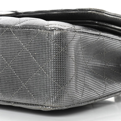 Chanel Calfskin Metallic Pixel Effect Medium Double Flap Silver 10 of 12