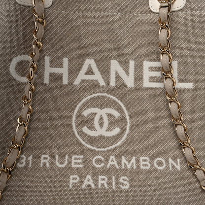 Chanel Mixed Fibers Calfskin Medium Deauville Tote Beige White 8 of 10