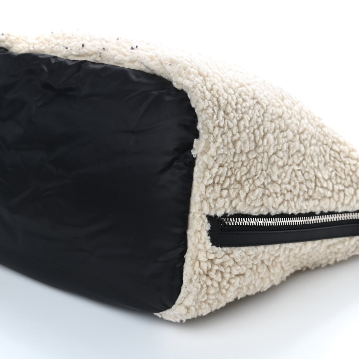 Wool Nylon Quilted Coco Neige Tote Black Ecru