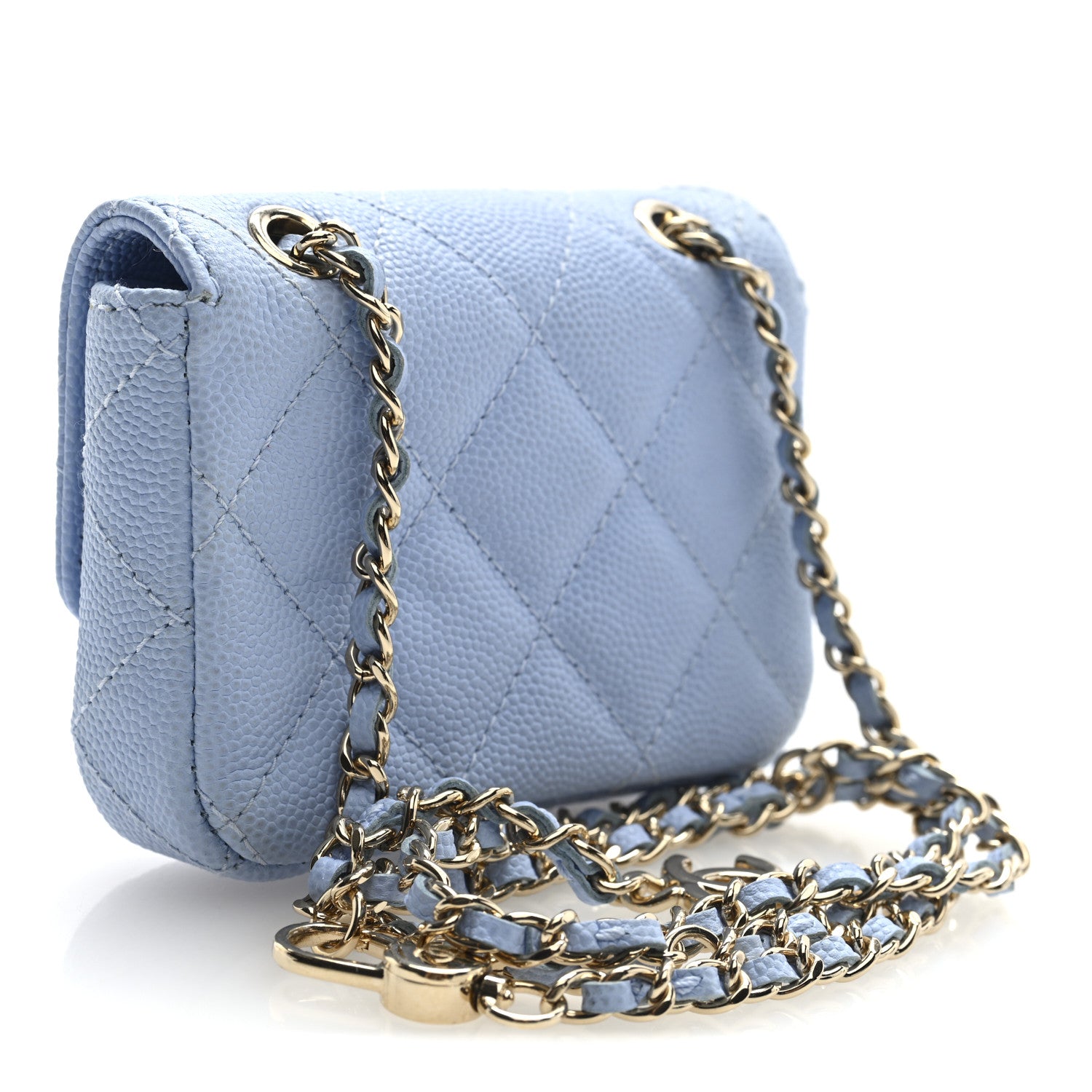 Chanel Caviar Quilted Mini Chain Belt Bag Light Blue 3 of 10