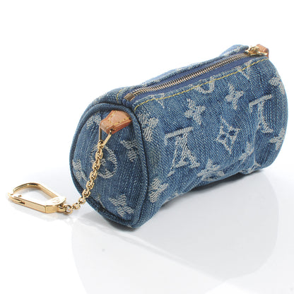 Louis Vuitton Monogram Denim Pochette Speedy PM Key Holder Blue 3 of 7