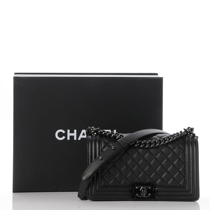 Chanel Caviar Quilted Medium Boy Flap So Black 9 of 9