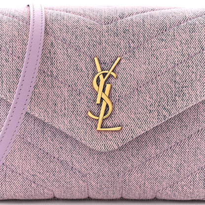 Saint Laurent Denim Y Quilted Monogram Toy Loulou Crossbody Bag Bleached Lilac 8 of 10