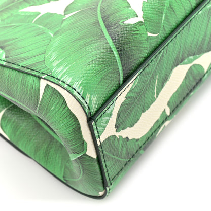 Dolce & Gabbana Dauphine Banana Leaf Print Small Miss Sicily Satchel Green White 10 of 10