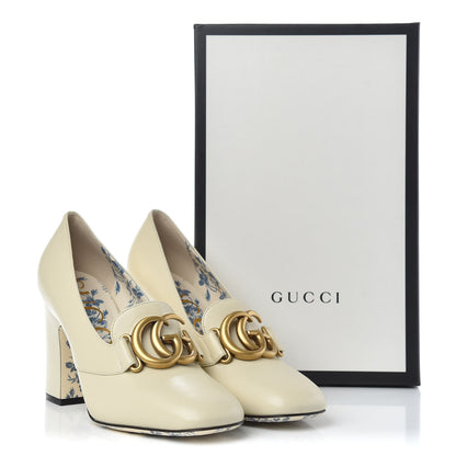 Gucci Malaga Kid GG Victoire 95mm Loafer Pumps 38 Vintage White 11 of 11