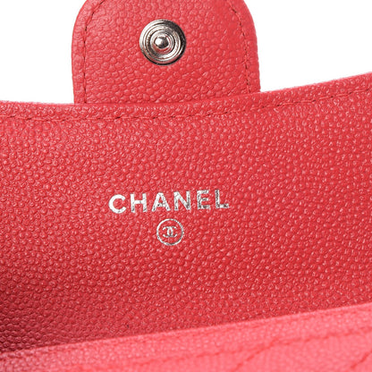 Chanel Caviar Chevron Quilted Card Holder Wallet Dark Pink 5 of 9