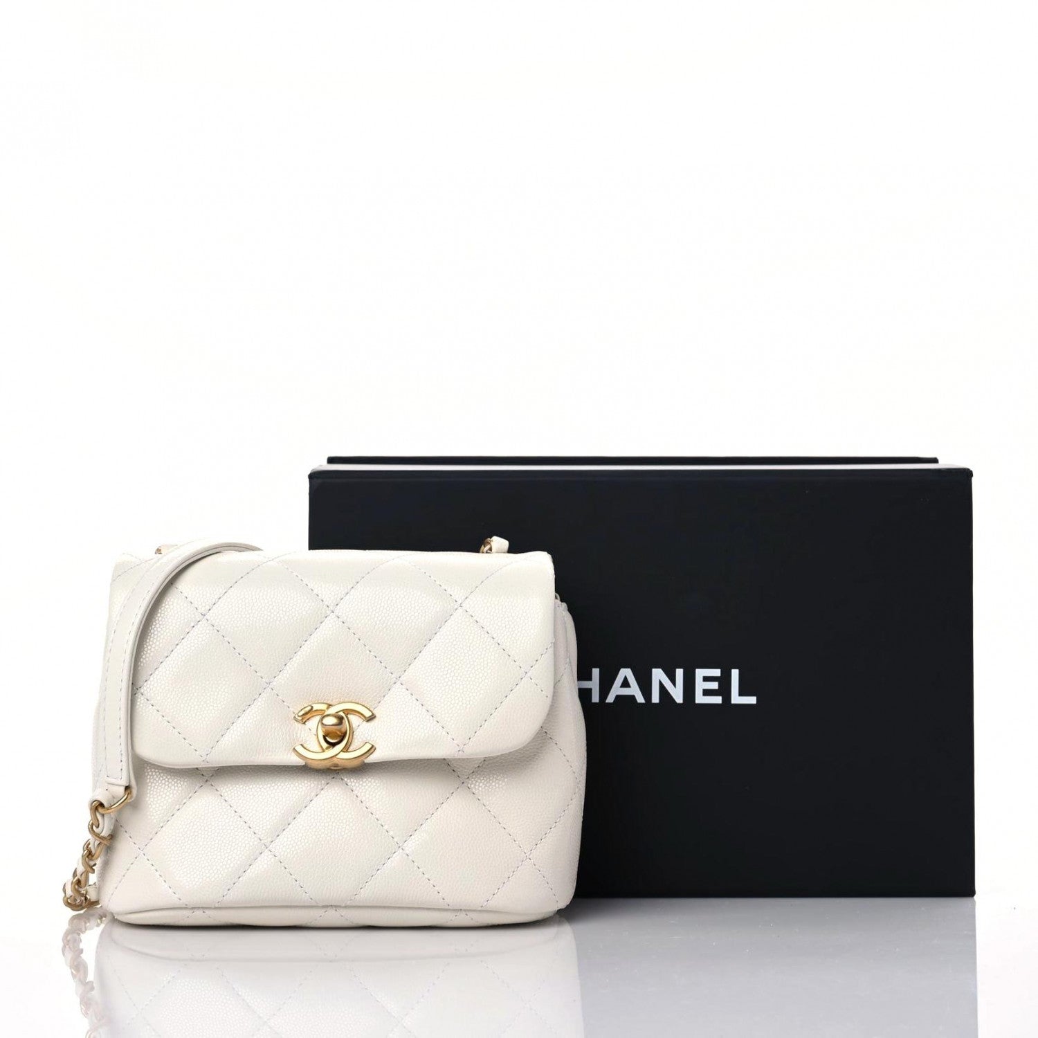 Chanel Shiny Caviar Quilted Mini Flap White 10 of 10