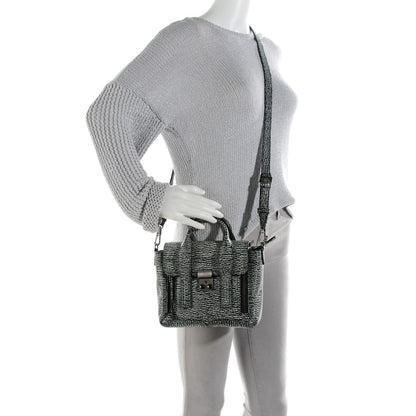 3.1 Phillip Lim 3.1 Textured Calfskin Mini Pashli Satchel Black White 2 of 7