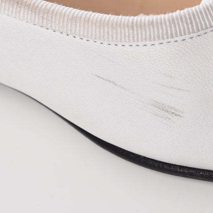 Chanel Lambskin Cap Toe CC Ballerina Flats 37 White Black 11 of 16