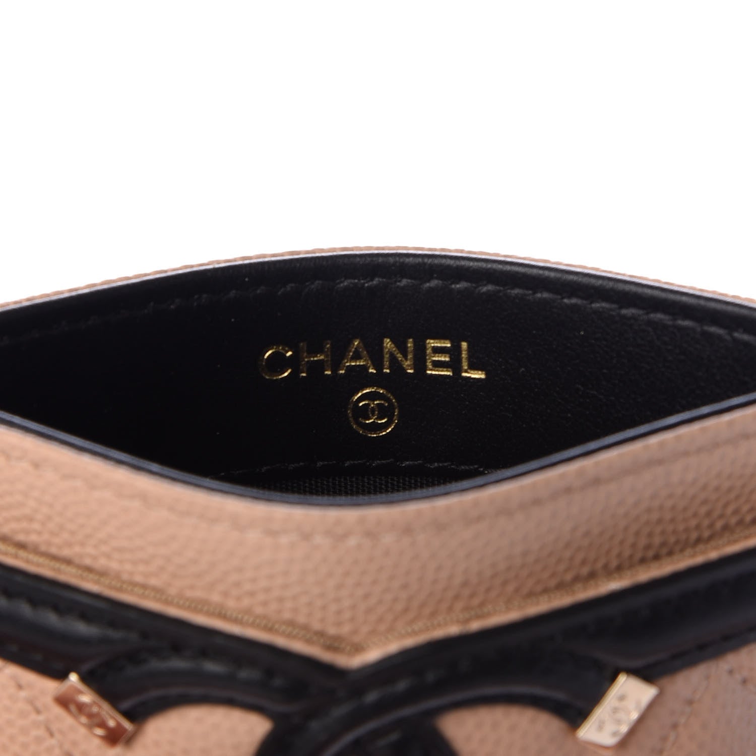 Chanel Caviar Quilted Filigree Card Holder Beige Black 6 of 9