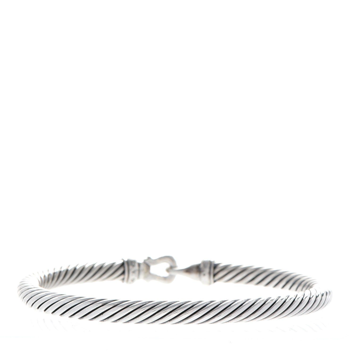 David Yurman Sterling Silver Diamond 5mm Cable Buckle Bracelet 3 of 6