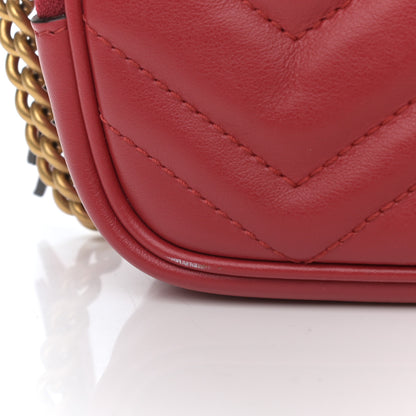 Gucci Calfskin Matelasse Mini GG Marmont Chain Crossbody Bag Hibiscus Red 13 of 13